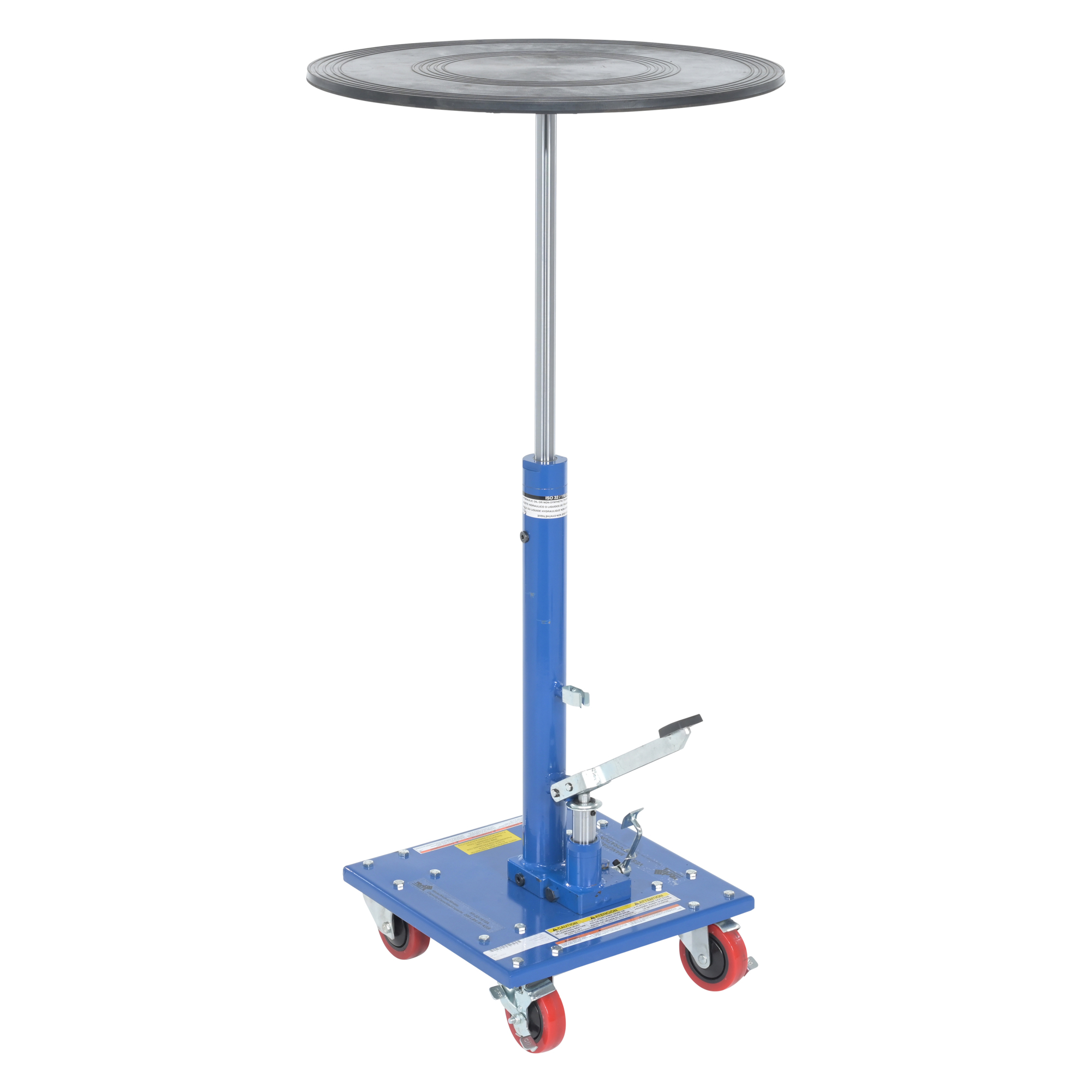 Vestil Steel Hydraulic Post Table — 24in. Round Top, 200-Lb. Capacity, Adjustable Height, Blue, Model# HT-02-24R